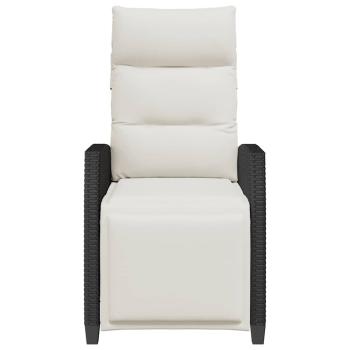 Gartensessel mit Beistelltisch Verstellbar Schwarz Poly Rattan