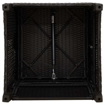 Gartensessel mit Beistelltisch Verstellbar Schwarz Poly Rattan