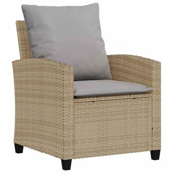 6-tlg. Garten-Sofagarnitur mit Kissen Beige Poly Rattan