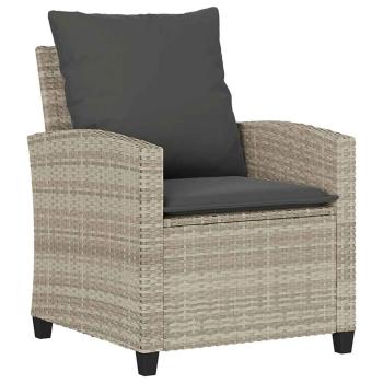 6-tlg. Garten-Sofagarnitur mit Kissen Hellgrau Poly Rattan