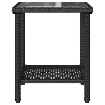 Gartensofa in L-Form mit Tisch und Kissen Schwarz Poly Rattan