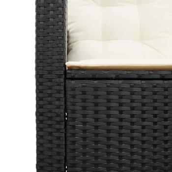 Gartensofa in L-Form mit Tisch und Kissen Schwarz Poly Rattan