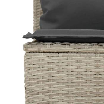 3-tlg. Garten-Essgruppe mit Kissen Hellgrau Poly Rattan
