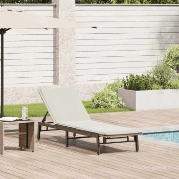 ARDEBO.de - Sonnenliege mit Auflage Beige Poly Rattan