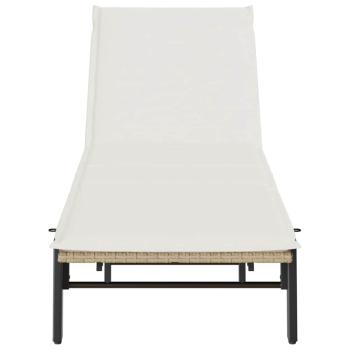 Sonnenliege mit Auflage Beige Poly Rattan