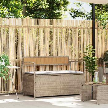 ARDEBO.de - Gartenbank mit Stauraum und Kissen Beige Poly Rattan