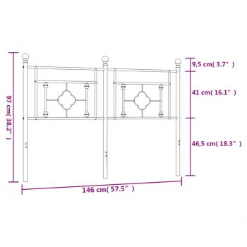 Kopfteil Metall Schwarz 140 cm