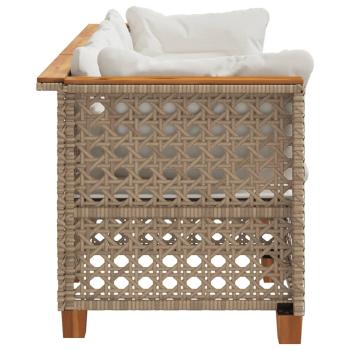 Gartensofa mit Kissen 3-Sitzer Beige Poly Rattan
