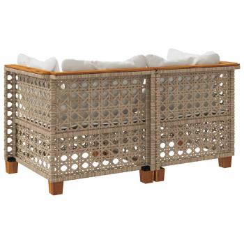 Garten-Ecksofas mit Kissen 2 Stk. Beige Poly Rattan