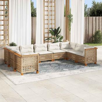 ARDEBO.de - 9-tlg. Garten-Sofagarnitur mit Kissen Beige Poly Rattan