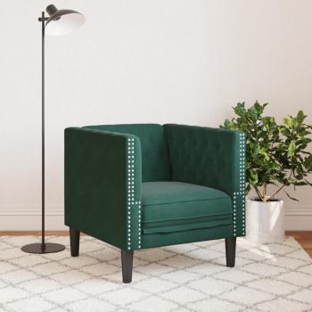 Chesterfield-Sessel Dunkelgrün Samt