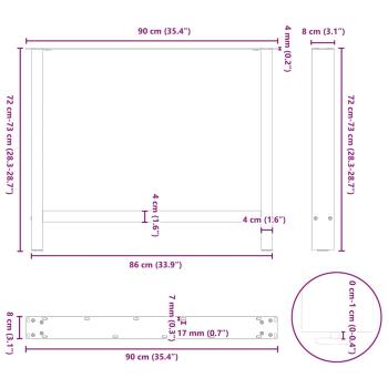 Couchtischbeine Schwarz 2 Stk. 90x(72-73) cm Stahl