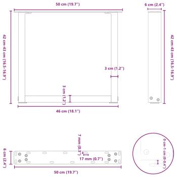 Couchtischbeine U-Form 2 Stk. Weiß 50x(42-43) cm Stahl