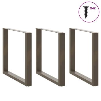Couchtischbeine U-Form 3 Stk. Naturstahl 80x(72-73) cm Stahl