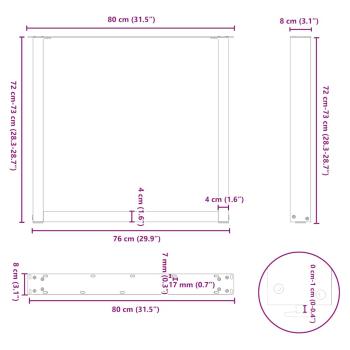 Couchtischbeine U-Form 3 Stk. Naturstahl 80x(72-73) cm Stahl