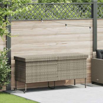 ARDEBO.de - Gartentruhe mit Rollen Hellgrau 160x55x75 cm Poly Rattan