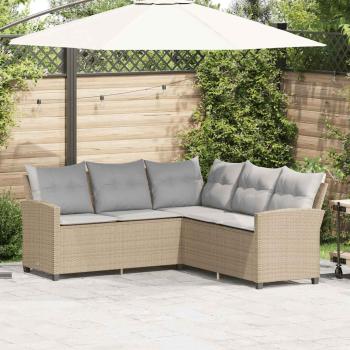 ARDEBO.de - L-förmiges Couchsofa mit Kissen Beige Polyrattan
