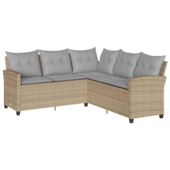 L-förmiges Couchsofa mit Kissen Beige Polyrattan