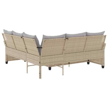 L-förmiges Couchsofa mit Kissen Beige Polyrattan