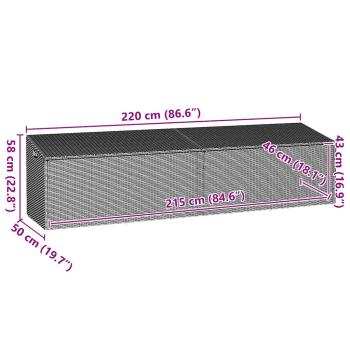 Garten-Auflagenbox Hellgrau 220x50x58 cm Poly Rattan