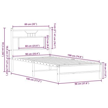 Bettgestell ohne Matratze Braun Eiche 90x190 cm Holzwerkstoff
