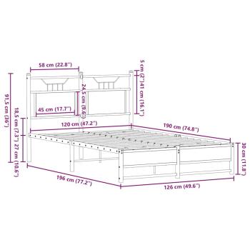 Bettgestell ohne Matratze Braun Eiche 120x190 cm Holzwerkstoff