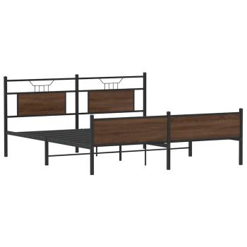 Metallbett ohne Matratze Braun Eichen-Optik 180x200 cm