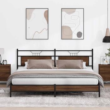 ARDEBO.de - Metallbett ohne Matratze Braun Eichen-Optik 193x203 cm
