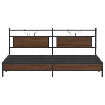 Metallbett ohne Matratze Braun Eichen-Optik 193x203 cm