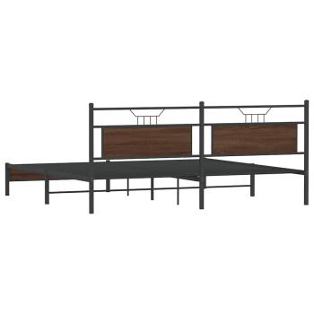Metallbett ohne Matratze Braun Eichen-Optik 193x203 cm