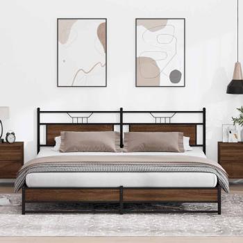 ARDEBO.de - Metallbett ohne Matratze Braun Eichen-Optik 200x200 cm
