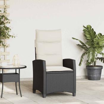 ARDEBO.de - Gartensessel mit Beistelltisch Verstellbar Schwarz Poly Rattan