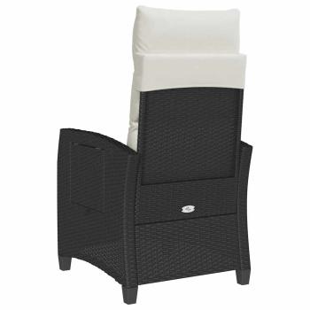 Gartensessel mit Beistelltisch Verstellbar Schwarz Poly Rattan