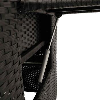 Gartensessel mit Beistelltisch Verstellbar Schwarz Poly Rattan