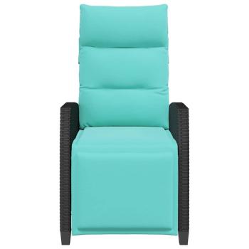 Gartensessel mit Beistelltisch Verstellbar Schwarz Poly Rattan