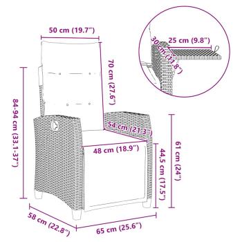 Gartensessel mit Beistelltisch Verstellbar Schwarz Poly Rattan