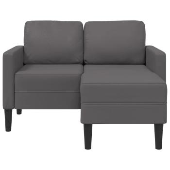2-Sitzer-Sofa mit Chaiselongue L-Form Grau 125 cm Kunstleder