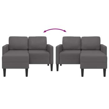 2-Sitzer-Sofa mit Chaiselongue L-Form Grau 125 cm Kunstleder