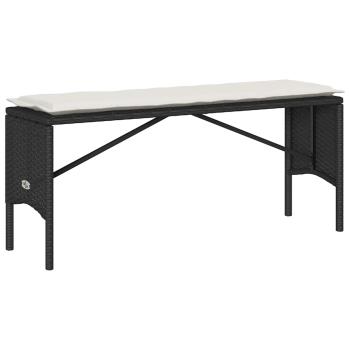 3-tlg. Garten-Essgruppe mit Kissen Schwarz Poly Rattan