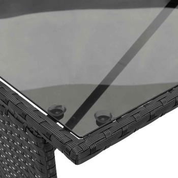 3-tlg. Garten-Essgruppe mit Kissen Schwarz Poly Rattan