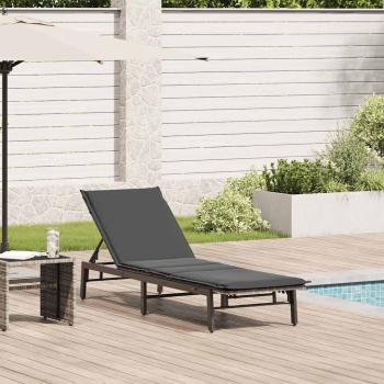 ARDEBO.de - Sonnenliege mit Auflage Hellgrau Poly Rattan