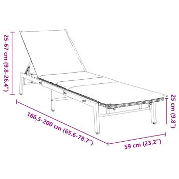 Sonnenliege mit Auflage Hellgrau Poly Rattan
