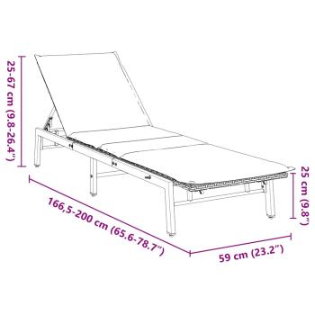 Sonnenliege mit Auflage Grau Poly Rattan