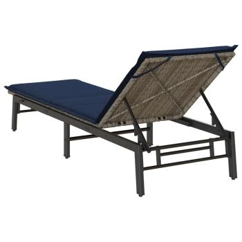 Sonnenliege mit Auflage Grau Poly Rattan