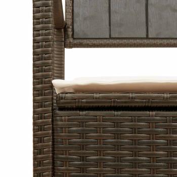 Gartenbank mit Stauraum und Kissen Braun Poly Rattan