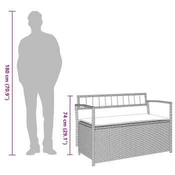 Gartenbank mit Stauraum und Kissen Braun Poly Rattan