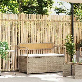 ARDEBO.de - Gartenbank mit Stauraum und Kissen Beige Poly Rattan