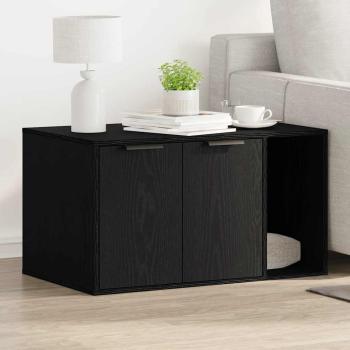 ARDEBO.de - Katzenklo Schwarz Eichen-Optik 80x50x45 cm Holzwerkstoff