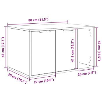 Katzenklo Schwarz Eichen-Optik 80x50x45 cm Holzwerkstoff