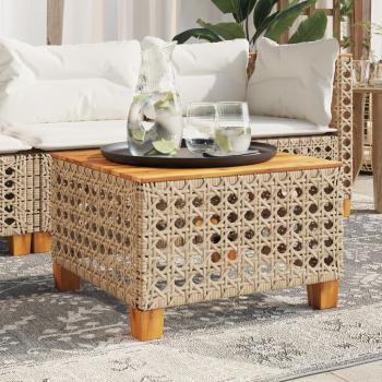 ARDEBO.de - Gartentisch Beige 55x55x36 cm Poly Rattan Akazienholz